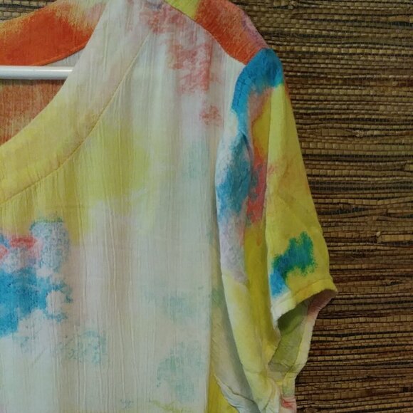 🌈 Sand Spirit Tie-Dye Beach Cover-Up | Boho Ruffle Rayon Dress | size XL - Picture 4 of 9